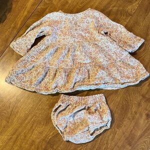 Quincy Mae Floral Diaper Cover and Dress Set - Pink and Cream